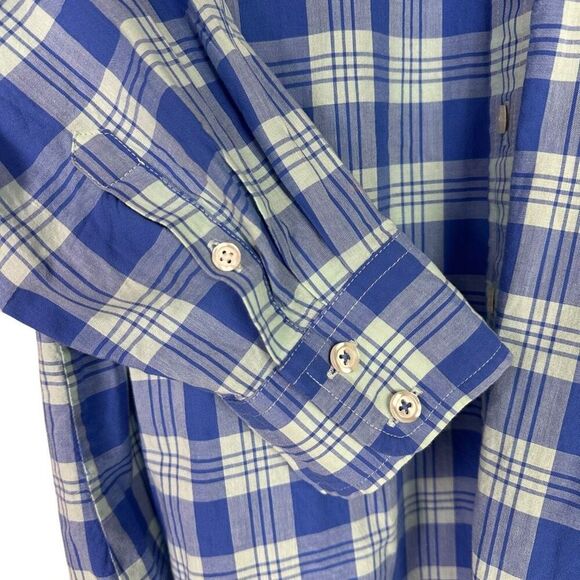 Talbots Womens 2X Plaid Long Sleeve Button Front Shirt Blue Mint Green - Picture 5 of 6